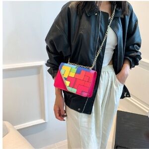 NIP Geometric Print Crossbody Bag - Pink Multi